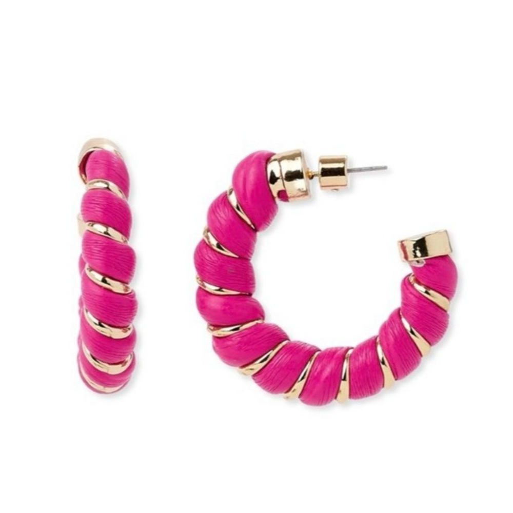 Pink and Gold Hoop Earrings